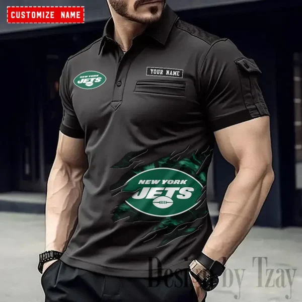 New York Jets NFL Men's Muscle Sports Polo Shirt SPTMSPLS025 - Image 2