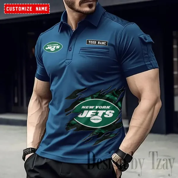New York Jets NFL Men's Muscle Sports Polo Shirt SPTMSPLS025 - Image 3