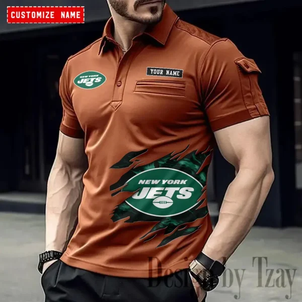 New York Jets NFL Men's Muscle Sports Polo Shirt SPTMSPLS025 - Image 4