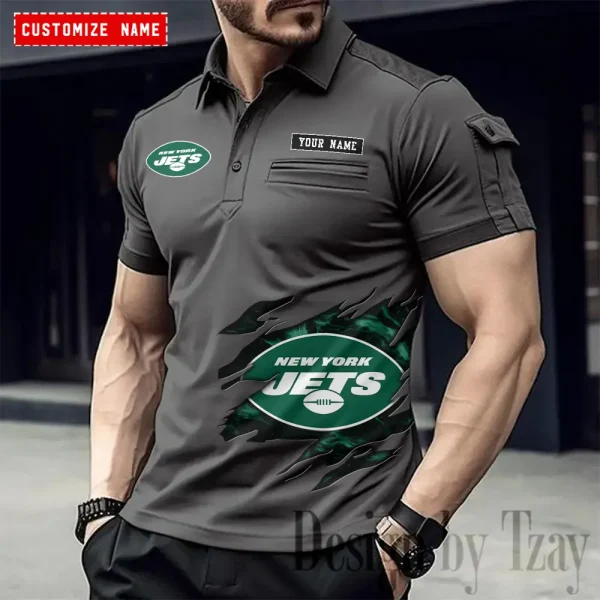 New York Jets NFL Men's Muscle Sports Polo Shirt SPTMSPLS025 - Image 5