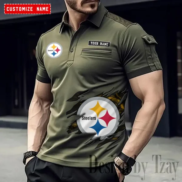 Pittsburgh Steelers NFL Men's Muscle Sports Polo Shirt SPTMSPLS027 - Image 2
