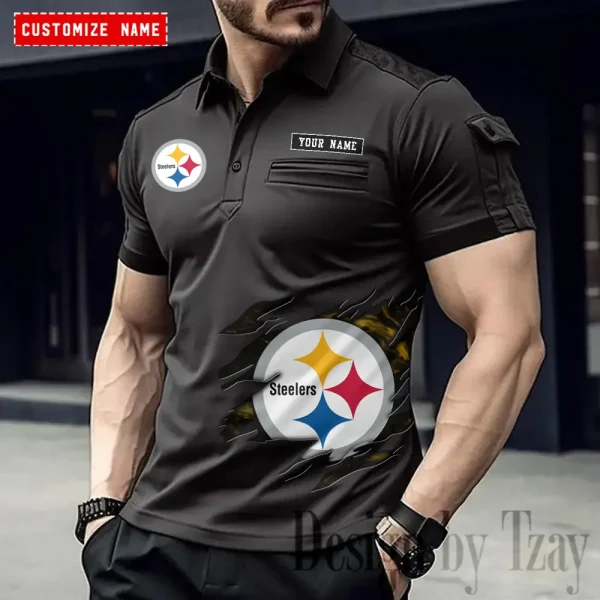 Pittsburgh Steelers NFL Men's Muscle Sports Polo Shirt SPTMSPLS027