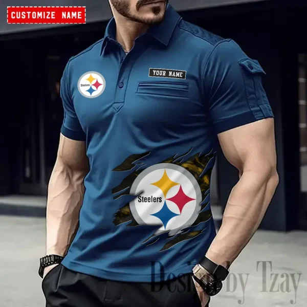 Pittsburgh Steelers NFL Men's Muscle Sports Polo Shirt SPTMSPLS027 - Image 3