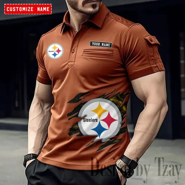 Pittsburgh Steelers NFL Men's Muscle Sports Polo Shirt SPTMSPLS027 - Image 4