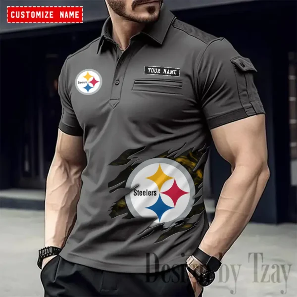 Pittsburgh Steelers NFL Men's Muscle Sports Polo Shirt SPTMSPLS027 - Image 5