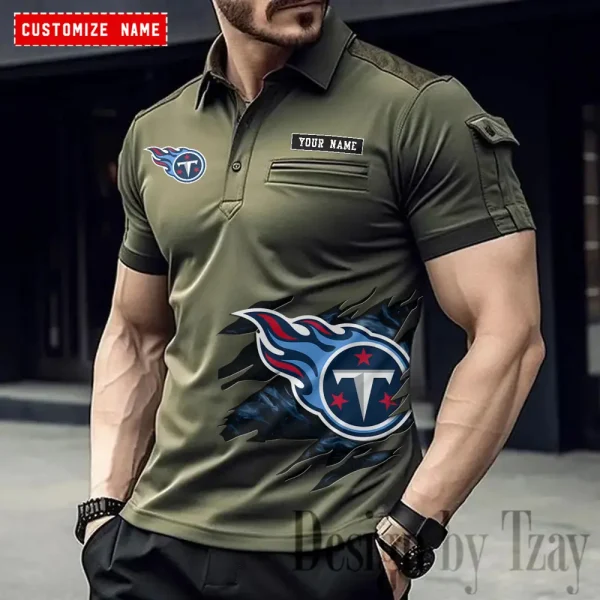 Tennessee Titans NFL Men's Muscle Sports Polo Shirt SPTMSPLS031 - Image 2
