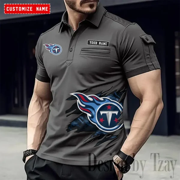 Tennessee Titans NFL Men's Muscle Sports Polo Shirt SPTMSPLS031 - Image 5