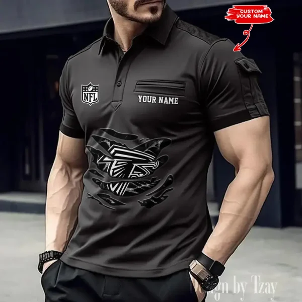 Atlanta Falcons NFL Men's Muscle Sports Polo Shirt SPTMSPLS034 - Image 2