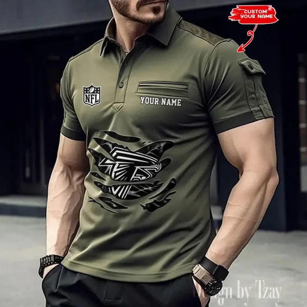 Atlanta Falcons NFL Men's Muscle Sports Polo Shirt SPTMSPLS034 - Image 3