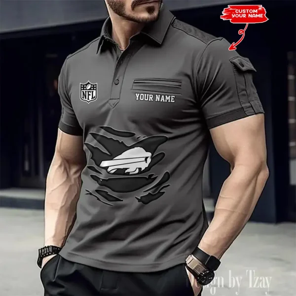 Buffalo Bills NFL Men's Muscle Sports Polo Shirt SPTMSPLS036 - Image 4