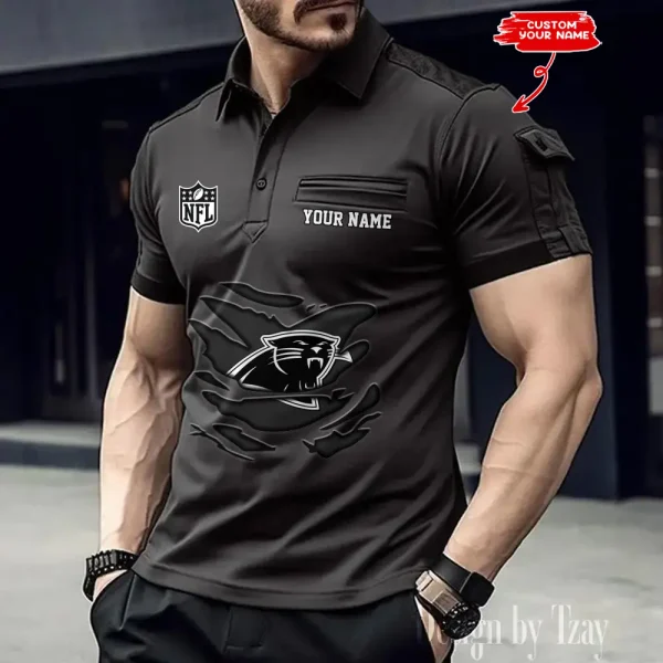 Carolina Panthers NFL Men's Muscle Sports Polo Shirt SPTMSPLS037 - Image 2