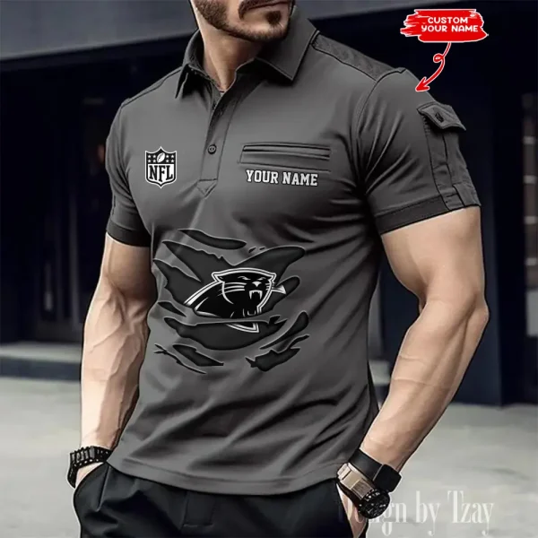 Carolina Panthers NFL Men's Muscle Sports Polo Shirt SPTMSPLS037 - Image 3