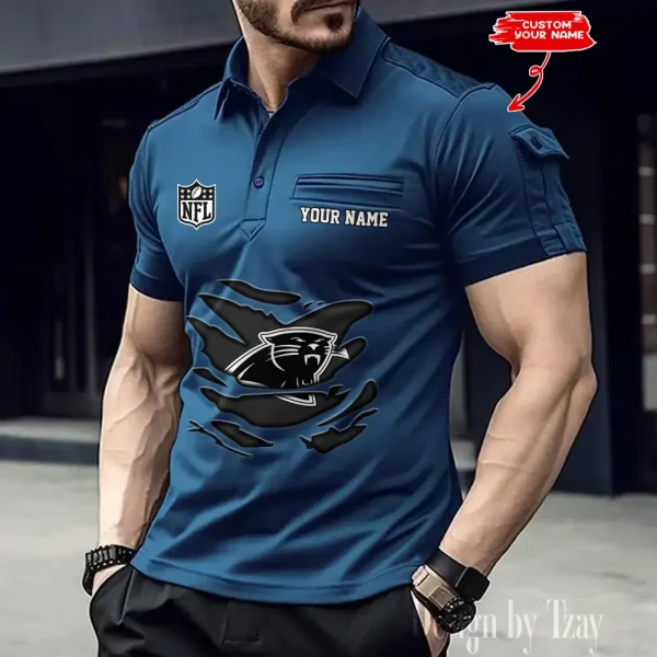 Carolina Panthers NFL Men's Muscle Sports Polo Shirt SPTMSPLS037