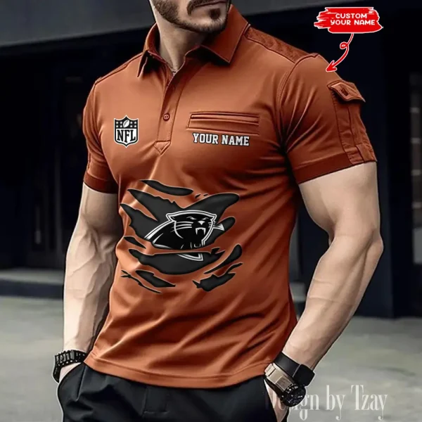 Carolina Panthers NFL Men's Muscle Sports Polo Shirt SPTMSPLS037 - Image 4