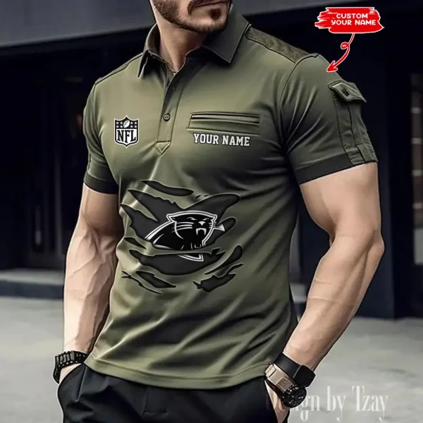 Carolina Panthers NFL Men's Muscle Sports Polo Shirt SPTMSPLS037 - Image 5