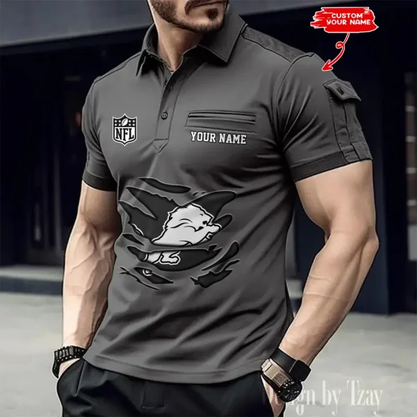 Detroit Lions NFL Men's Muscle Sports Polo Shirt SPTMSPLS043 - Image 2