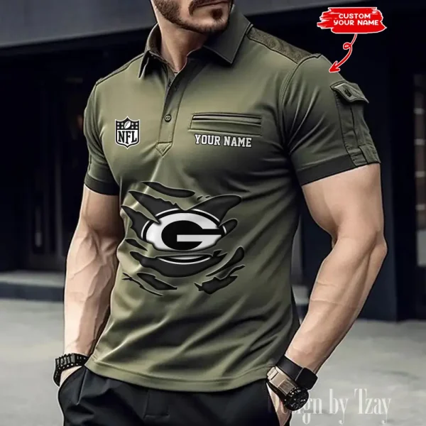 Green Bay Packers NFL Men's Muscle Sports Polo Shirt SPTMSPLS044