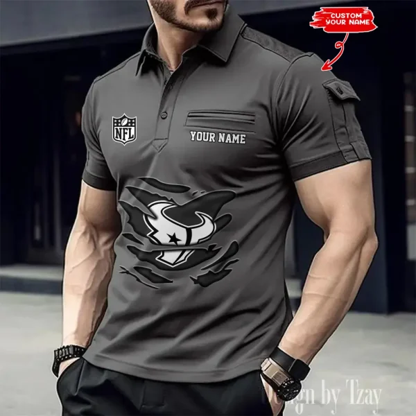 Houston Texans NFL Men's Muscle Sports Polo Shirt SPTMSPLS045
