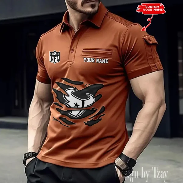 Houston Texans NFL Men's Muscle Sports Polo Shirt SPTMSPLS045 - Image 2