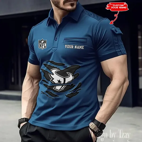 Houston Texans NFL Men's Muscle Sports Polo Shirt SPTMSPLS045 - Image 3