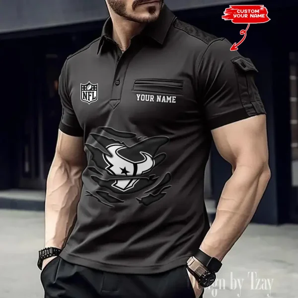 Houston Texans NFL Men's Muscle Sports Polo Shirt SPTMSPLS045 - Image 5