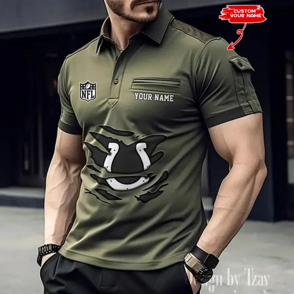 Indianapolis Colts NFL Men's Muscle Sports Polo Shirt SPTMSPLS046 - Image 3