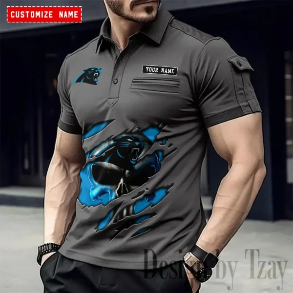 Carolina Panthers NFL Men's Muscle Sports Polo Shirt SPTMSPLS072 - Image 2