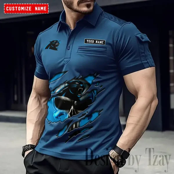 Carolina Panthers NFL Men's Muscle Sports Polo Shirt SPTMSPLS072 - Image 3