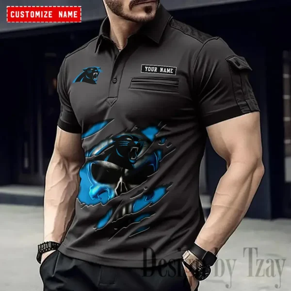 Carolina Panthers NFL Men's Muscle Sports Polo Shirt SPTMSPLS072 - Image 4