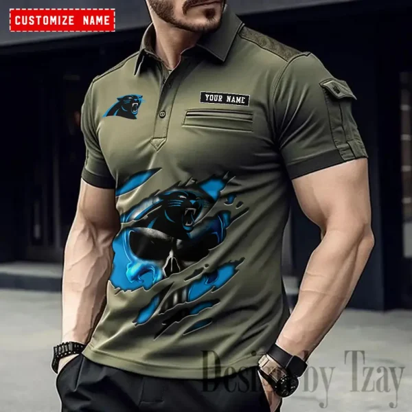Carolina Panthers NFL Men's Muscle Sports Polo Shirt SPTMSPLS072 - Image 5