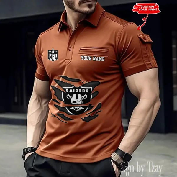 Las Vegas Raiders NFL Men's Muscle Sports Polo Shirt SPTMSPLS049 - Image 2