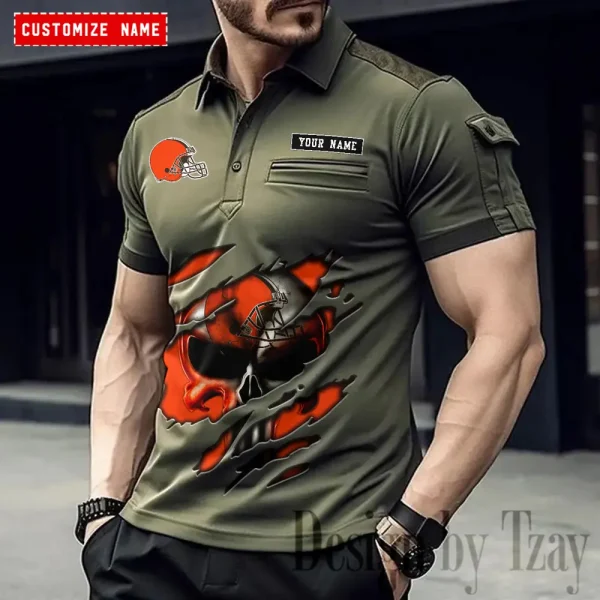 Cleveland Browns NFL Men's Muscle Sports Polo Shirt SPTMSPLS075 - Image 2