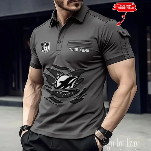 Miami Dolphins NFL Men's Muscle Sports Polo Shirt SPTMSPLS052 - Image 2
