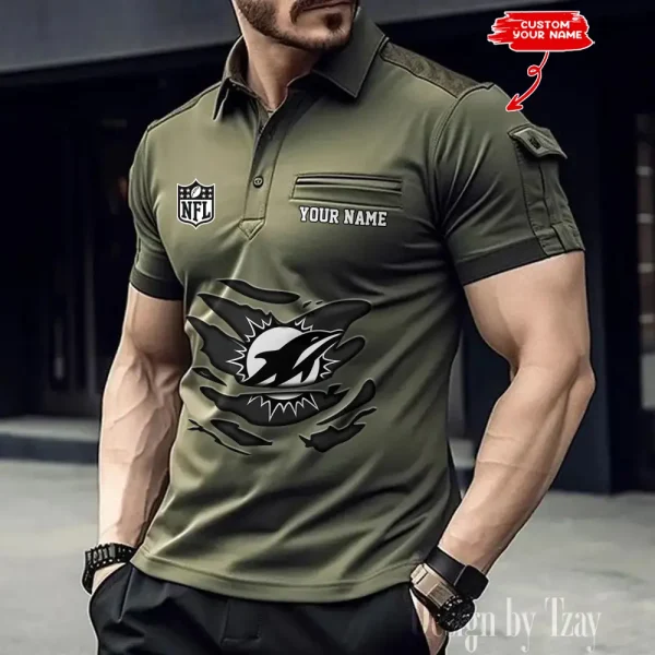 Miami Dolphins NFL Men's Muscle Sports Polo Shirt SPTMSPLS052