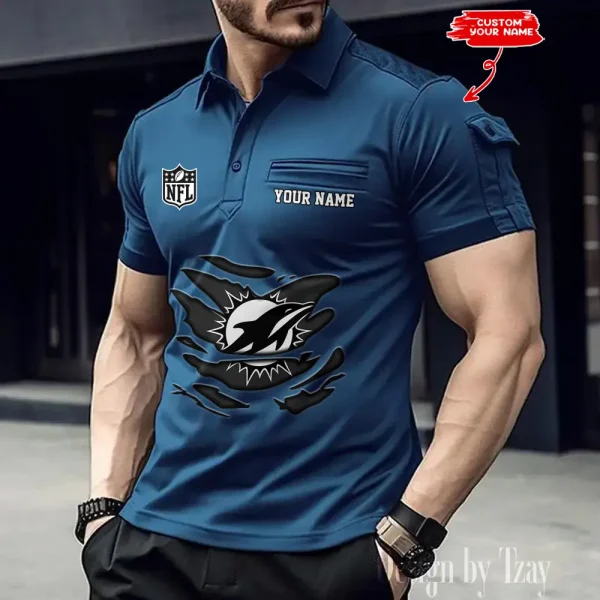 Miami Dolphins NFL Men's Muscle Sports Polo Shirt SPTMSPLS052 - Image 5