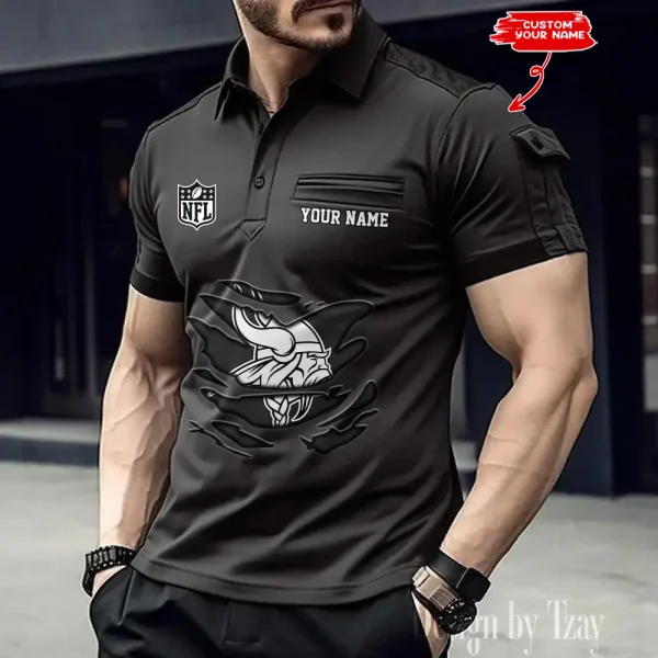 Minnesota Vikings NFL Men's Muscle Sports Polo Shirt SPTMSPLS053 - Image 2