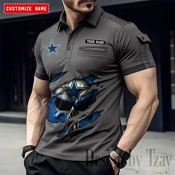 Dallas Cowboys NFL Men's Muscle Sports Polo Shirt SPTMSPLS076 - Image 2