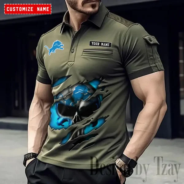 Detroit Lions NFL Men's Muscle Sports Polo Shirt SPTMSPLS078