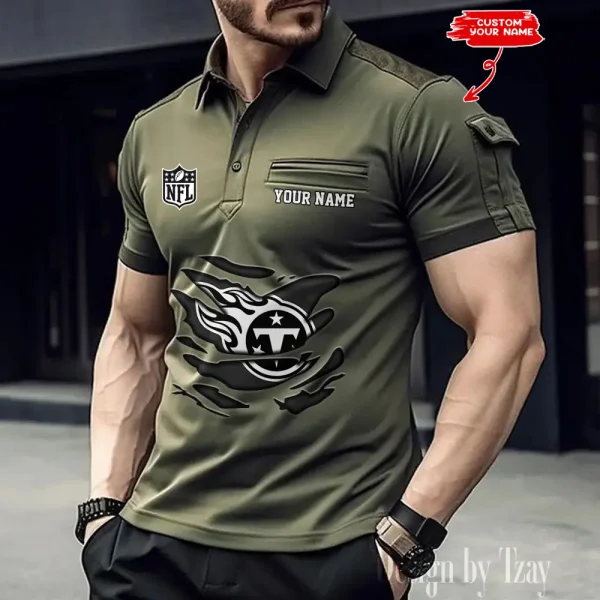 Tennessee Titans NFL Men's Muscle Sports Polo Shirt SPTMSPLS063 - Image 4