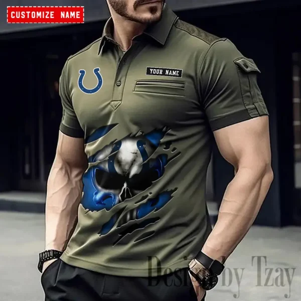 Indianapolis Colts NFL Men's Muscle Sports Polo Shirt SPTMSPLS081 - Image 2