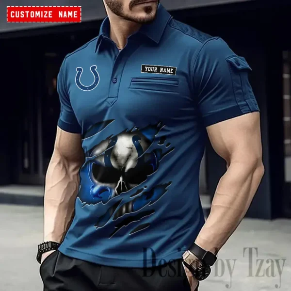 Indianapolis Colts NFL Men's Muscle Sports Polo Shirt SPTMSPLS081 - Image 3