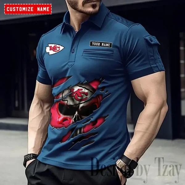 Kansas City Chiefs NFL Men's Muscle Sports Polo Shirt SPTMSPLS083 - Image 2