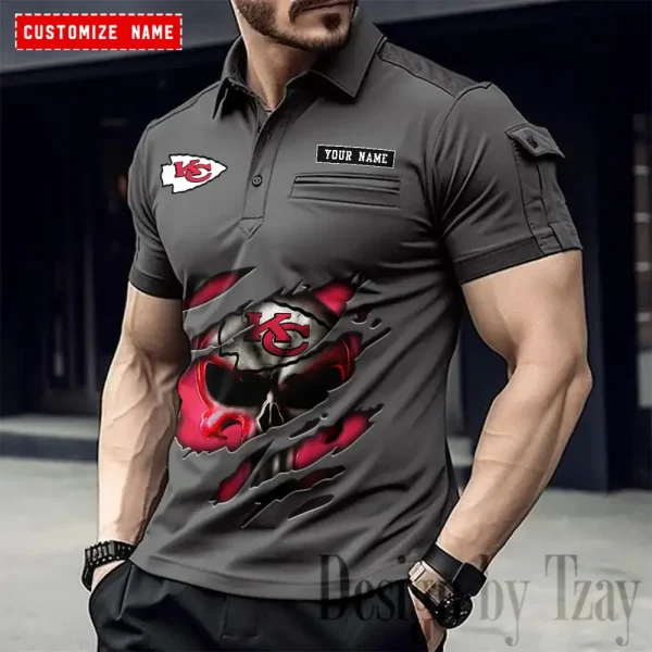 Kansas City Chiefs NFL Men's Muscle Sports Polo Shirt SPTMSPLS083 - Image 3
