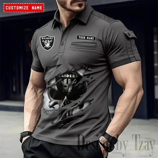 Las Vegas Raiders NFL Men's Muscle Sports Polo Shirt SPTMSPLS084
