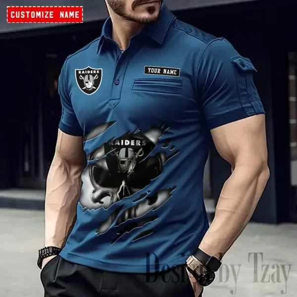 Las Vegas Raiders NFL Men's Muscle Sports Polo Shirt SPTMSPLS084 - Image 3