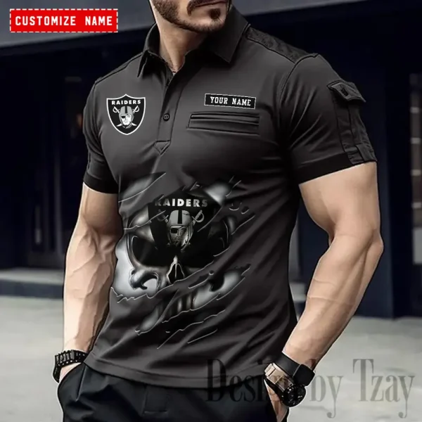 Las Vegas Raiders NFL Men's Muscle Sports Polo Shirt SPTMSPLS084 - Image 4
