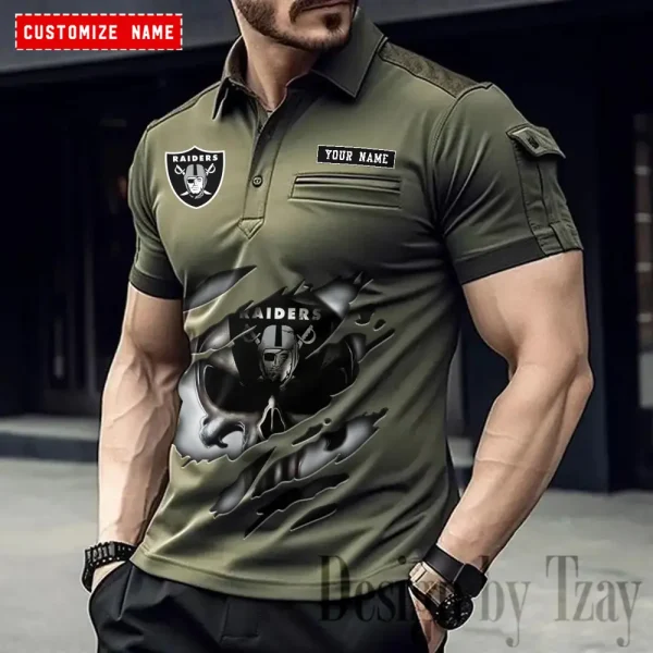 Las Vegas Raiders NFL Men's Muscle Sports Polo Shirt SPTMSPLS084 - Image 5