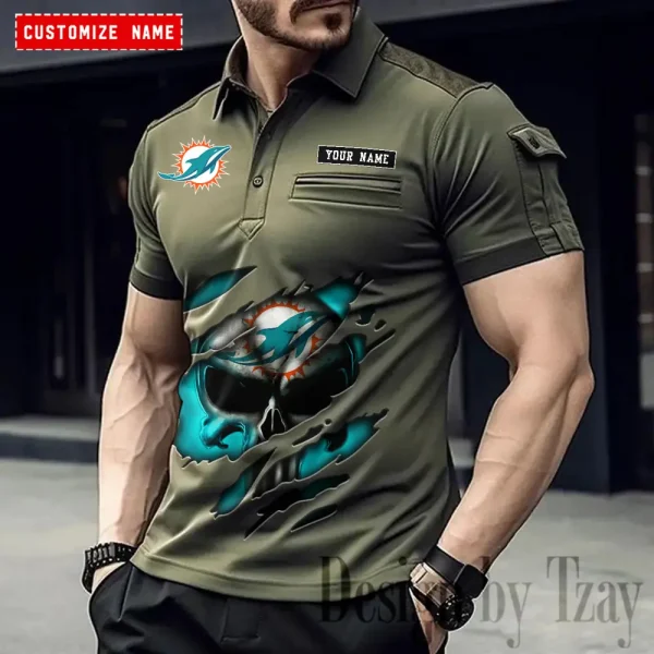 Miami Dolphins NFL Men's Muscle Sports Polo Shirt SPTMSPLS087