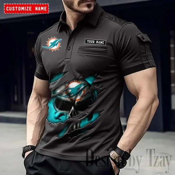 Miami Dolphins NFL Men's Muscle Sports Polo Shirt SPTMSPLS087 - Image 2