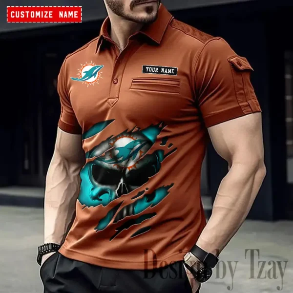 Miami Dolphins NFL Men's Muscle Sports Polo Shirt SPTMSPLS087 - Image 4